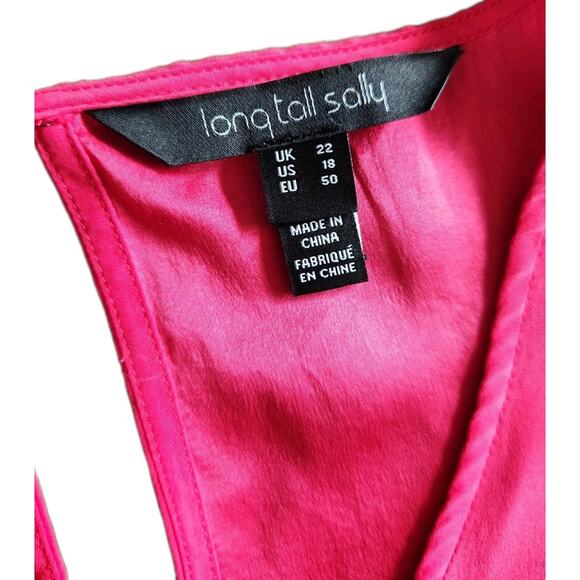 Long Tall Sally Pink 100% Silk Flared Sleeves Blouse Women's Size 18 - Picture 4 of 7